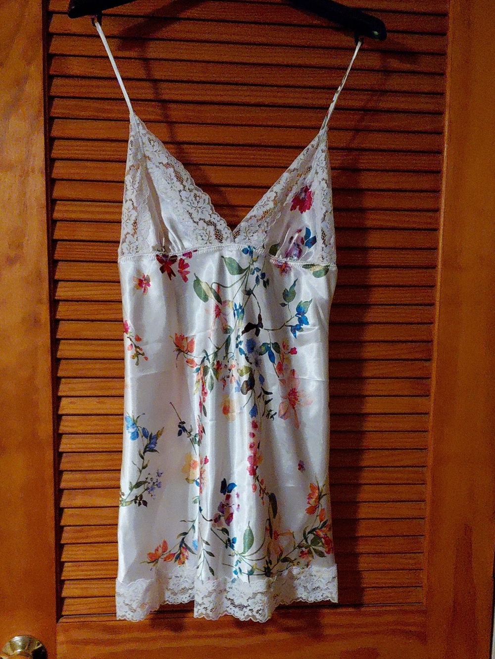 In Bloom By Jonquil Floral Lace Trim Satin Chemise And Robe.
